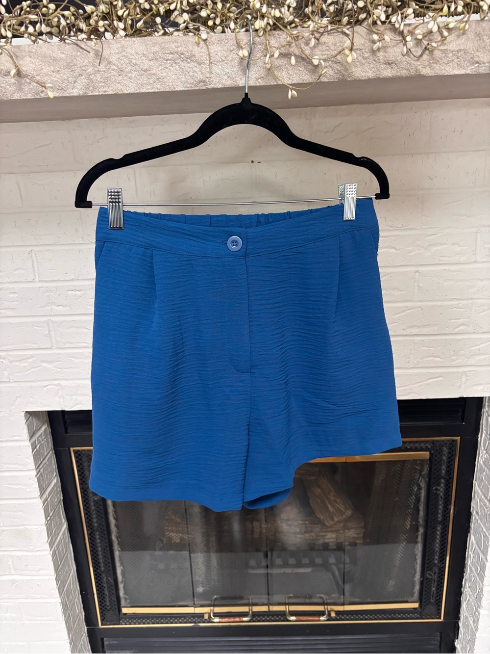 Zenana Outfitters Cobalt Blue High Waist Textured Shorts